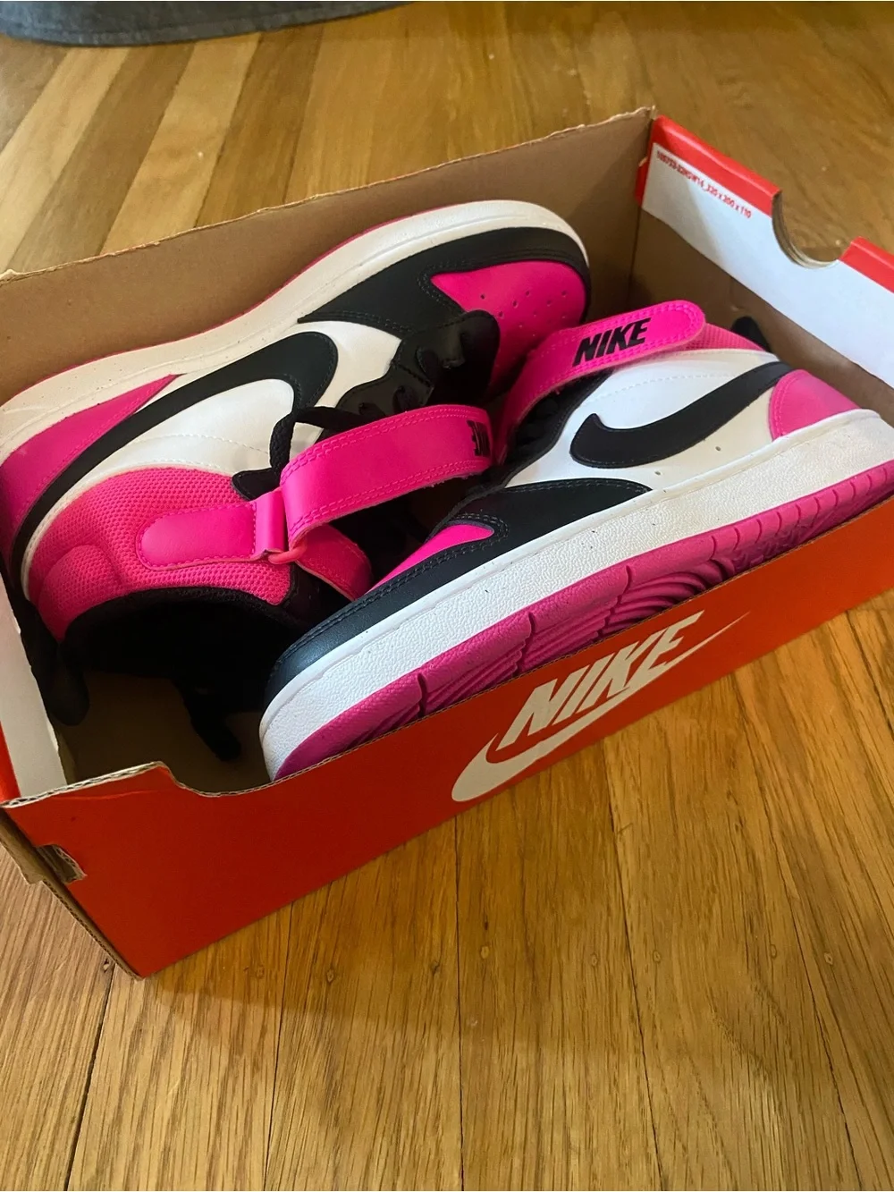 NEW Nike Court Borough Mid 2 BG White Black Firece Pink Kids Youth